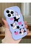 iPhone 13 Pro Max Compatible Case Camera Protector Blue Silicone Couple Phone Case Character Pattern