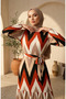 Bürümcük Fabric Zigzag Patterned Hijab Dress 0580A-02 Tile Mink - 3
