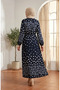 Viscose Fabric Heart Patterned Hijab Dress 0337-06 Navy Blue - 5