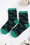 Boy's Black Green 7-8 Years Old Dinosaur Patterned 5-Piece Sock Set - 2