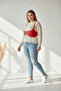 Plus Size Red Women's Belted Leather Corset Model Shaping the Waist - 2