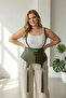 Plus Size Khaki Women's Belted Corset with Cutouts, Shoulder Straps and Tassel Detail - 3