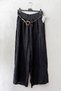 Italian Black Pocketed Belted Elastic Waist Wide Leg 100% Linen Woven Trousers 97 64 - 2