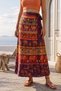 Purple Tie-Waist Allover Printed Casual Cotton Long Wrap Woven Skirt 102 70 - 3
