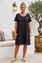 Black Lace Collar Short Sleeve Lined Skirt Embroidered Casual Cotton Woven Dress 102 55 - 3