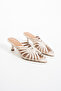 Fiora Satin Cage Detailed Pointed Toe Women's Heeled Slippers