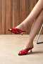 Fiora Satin Cage Detailed Pointed Toe Women's Heeled Slippers - 5