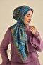 Tivil Silk Scarf Ist 11504- 19 Oil Green-Turquoise Ethnic Pattern - 4