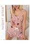 Seba Rope Strap Heart Patterned Pink Striped Shorts Pajama Set - 2