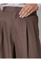 Brown Wide Leg Loose Fit Pleat Detailing Pants - 3