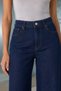 Women's High Waist Wide Leg Dark Blue Jean Trousers - 3