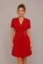 Red Steel Knitted Pleated Double Breasted Mini Dress with Buckle Stylish Women's Dress - 4