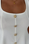Women's Gold Button Detailed Strappy Peplum Blouse - 2