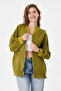 Olive Green Italian 100% Linen Low Sleeve Zippered Oversize Linen Jacket Blouse with Tie at Hem Size 40 - 44