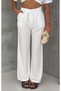 Women's 100% Cotton High Waist Pleated Pocketed Wide Leg Loose Palazzo Trousers - 4