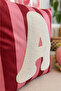 Punch Embroidered Throw Pillow Cover - 43*43 cm - Pink Letter a - Pnk001 - 2