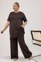 67067 Plus Size T-Shirt and Pants Modal Set - Brown