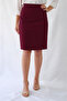 Burgundy Woven Pencil Skirt - 3