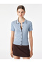 Viscose Blended Buttoned Polo Collar Short Sleeve Knitwear Cardigan - 2