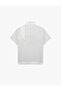 Short Sleeve Shawl Collar Satin Blouse with Napoleon Closure Detail - 6