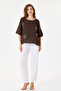 Brown Italian 100% Linen Stone Oversize Linen Blouse Size 38 - 42 - 6
