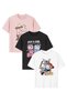 Girl's 3-Pack Boba and Rabbits Printed Crew Neck T-Shirt Black-White-Pink - 5