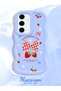Samsung Galaxy S24 Fe Compatible Case Camera Protector Blue Silicone Couple Phone Case Strawberry Pattern - 2