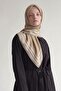 Oil Green Three Line Detailed Twill Silk Scarf - 2