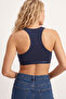 3-Pack Navy Blue Cotton Lycra Thick Strap Sports Bustier-Tank Top - 3
