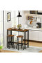 3-Piece Bar Table Set with Round Stools – Narrow Console Pub Table, Rustic Wood Counter Height Table for Kitchen, Entryway & Small Spaces - 5