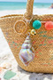 Seashell Figured Bag Charm Keychain Gold Bell Detailed Bag Charm - 2