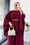 Premium Bella Yarasa Sleeve Linen Trousers Set - Burgundy - 4