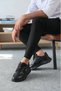 Kb-Milano Kuback Black Leather Black Gel Sole Lace-Up Casual Men's Shoes