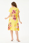 Yellow Italian Floral and Batik Patterned Dress with Double Side Pockets, Sizes 38 - 44 - 5