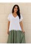 Women's Original Italian V-Neck Linen Fabric Short Sleeve Blouse