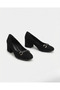 Women's buckle detailed suede closed front 5 cm thick heeled shoe - 2