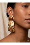 Olympus Breeze - Cabochon Stone and Hammered Metal Dangle Earrings - 2