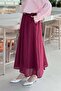 Belted Pocketed Hijab Skirt Burgundy - 2