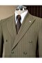 Slim Fit Men's Double-Breasted Bag Pocket Jacket Pants Suit Green T20109-28 - 2