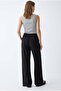 2202 Women's Strawberry Draped Elastic Wide Leg Loose Trousers Black - 6