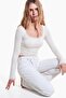 Women's Square Collar White Lace Stylish Blouse - 3