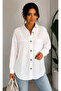 Women's Pink Cotton Linen Single Pocket Bohemian Pinterest Oversize Shirt - 3