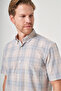 Gray-Beige Buttoned Collar Short Sleeve Pocketed Comfort Fit 100% Cotton Shirt 1004260230 - 4