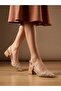 Women's Faux Leather Straw-Patterned Open Back Pointed Toe Heeled Shoes