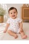 100% Cotton Baby Romper with Heart Pattern, Short Sleeve Summer Newborn Baby Bodysuit, White - 3