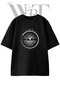Tree of Life Uroboros Design Printed Unisex Black Oversize T-Shirt