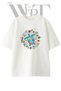 Kaplumbaga Cicek Design Printed Unisex White Oversize T-Shirt