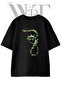 Green Snake Design Printed Unisex Black Oversize T-Shirt