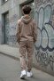 Brown Boy's Hooded Jogger Tracksuit 2 Thread Track Suit 24614 - 5