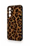 Samsung A54 Compatible Dark Leopard Leather Patterned Silicone Case - 3